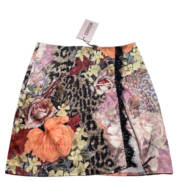 NEW MISSGUIDED Womens Animal print Floral Mini Skirt Size 4 - Picture 1 of 4